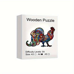 Rooster-shaped 3D Wooden Puzzle for Decompression
