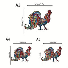 Rooster-shaped 3D Wooden Puzzle for Decompression