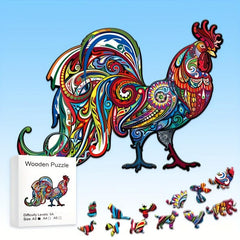 Rooster-shaped 3D Wooden Puzzle for Decompression