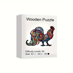 Rooster-shaped 3D Wooden Puzzle for Decompression