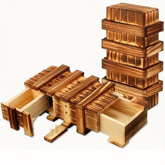 Secret Box Unlock Drawer Puzzle Wooden Box Toy