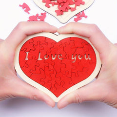 Wooden Love Heart Jigsaw Puzzle Educational Building Blocks for Kids