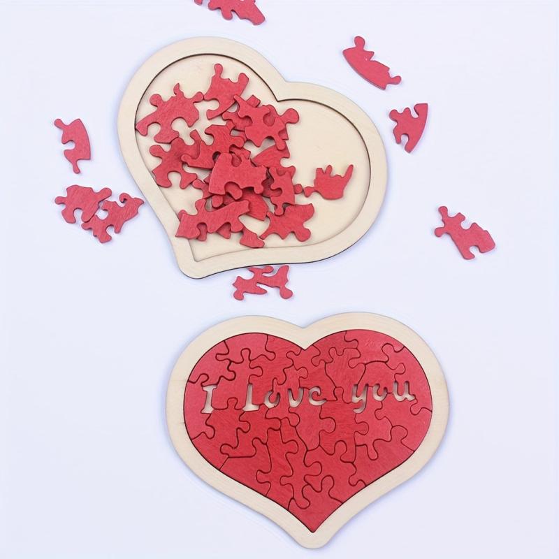 Wooden Love Heart Jigsaw Puzzle Educational Building Blocks for Kids