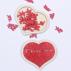 Wooden Love Heart Jigsaw Puzzle Educational Building Blocks for Kids