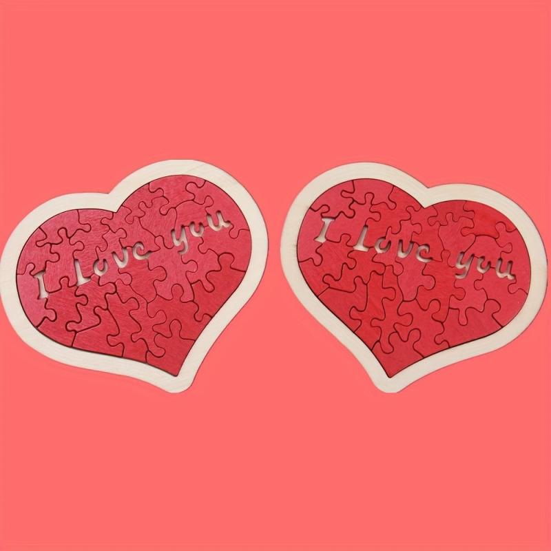 Wooden Love Heart Jigsaw Puzzle Educational Building Blocks for Kids