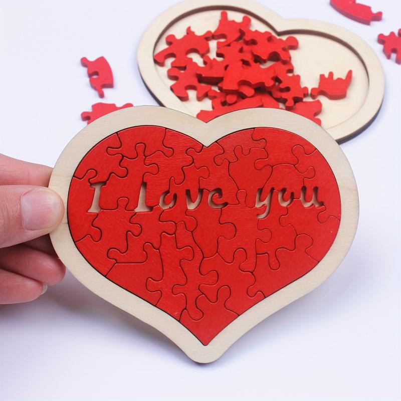 Wooden Love Heart Jigsaw Puzzle Educational Building Blocks for Kids