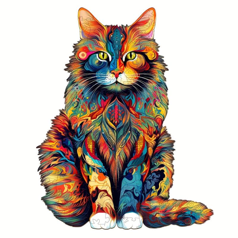 Maine Coon Wooden Puzzle Advanced Players Creative Special Shapes
