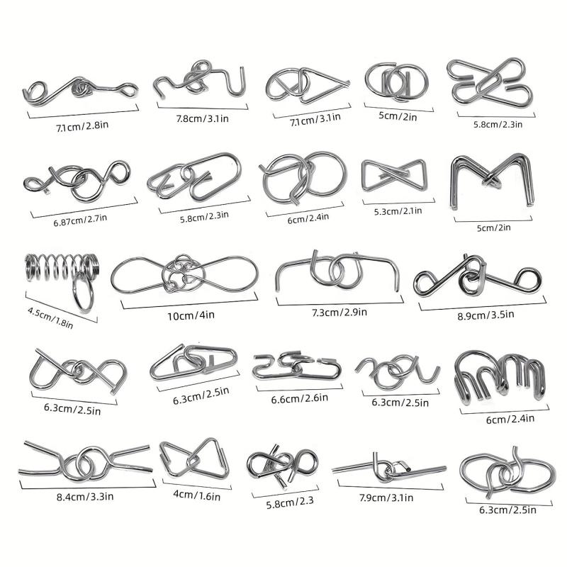 Metal Wire Puzzles Assorted Set - Brain Teaser Party Favors Prizes IQ Puzzles