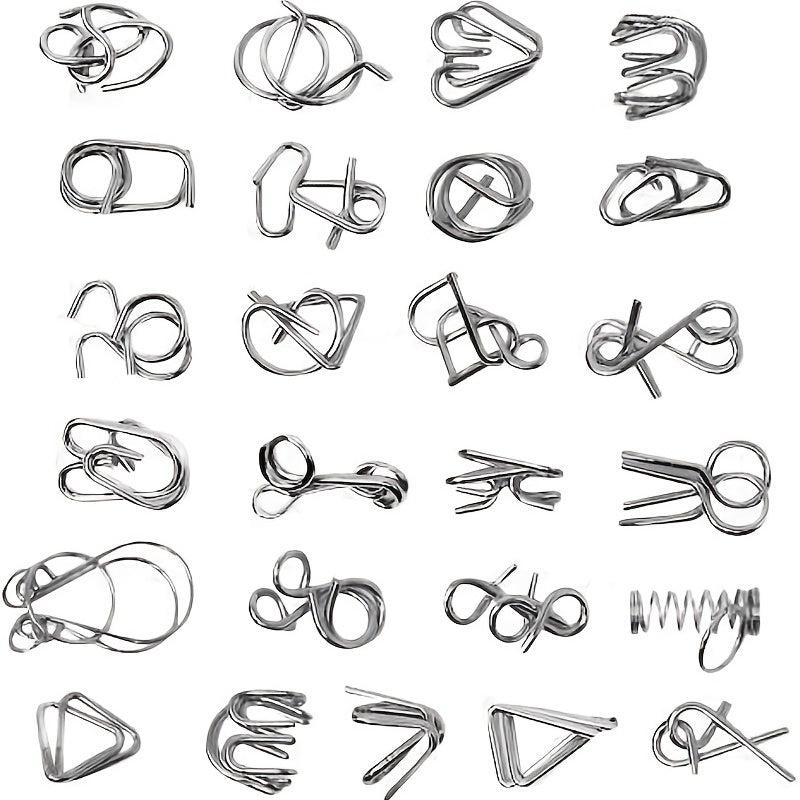 Metal Wire Puzzles Assorted Set - Brain Teaser Party Favors Prizes IQ Puzzles
