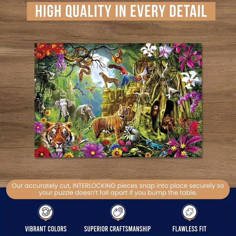 Animal World Wooden Jigsaw Puzzle Art Fun Toy Gift