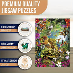 Animal World Wooden Jigsaw Puzzle Art Fun Toy Gift