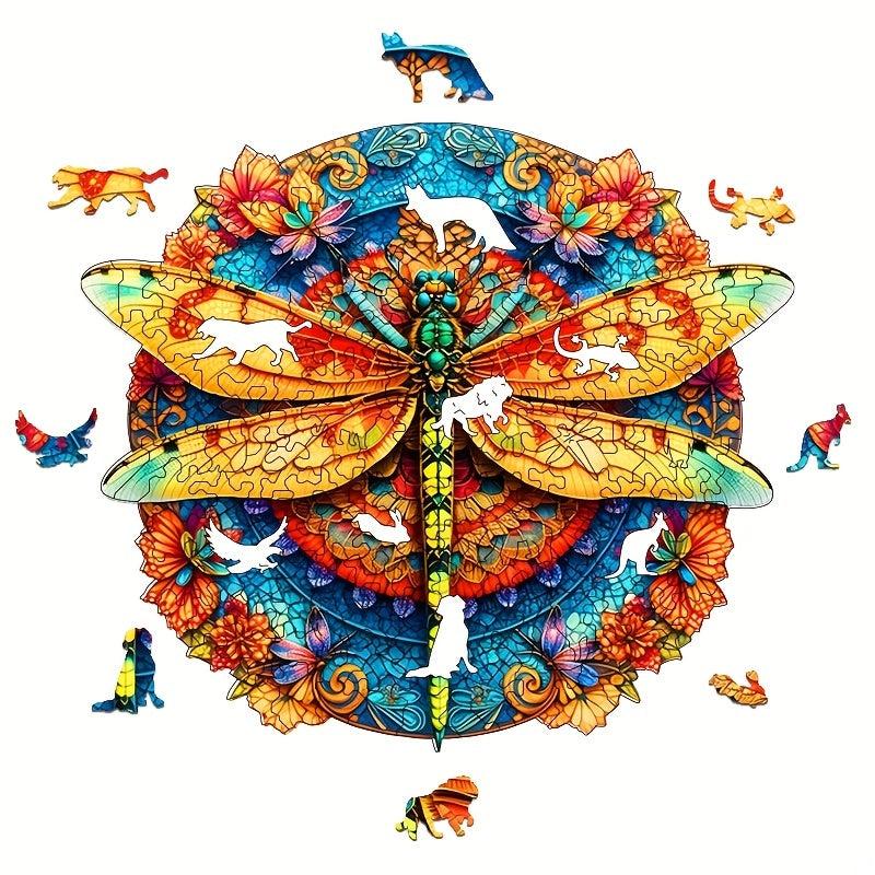 Dragonfly Disc Wood Puzzle Shaped Animal Puzzle