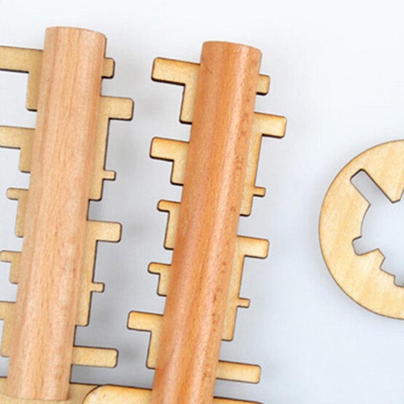 Wooden Toy Unlock Puzzle Key Funny Kong Ming Lock Toys Educational Kids Jigsaw