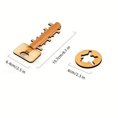 Wooden Toy Unlock Puzzle Key Funny Kong Ming Lock Toys Educational Kids Jigsaw