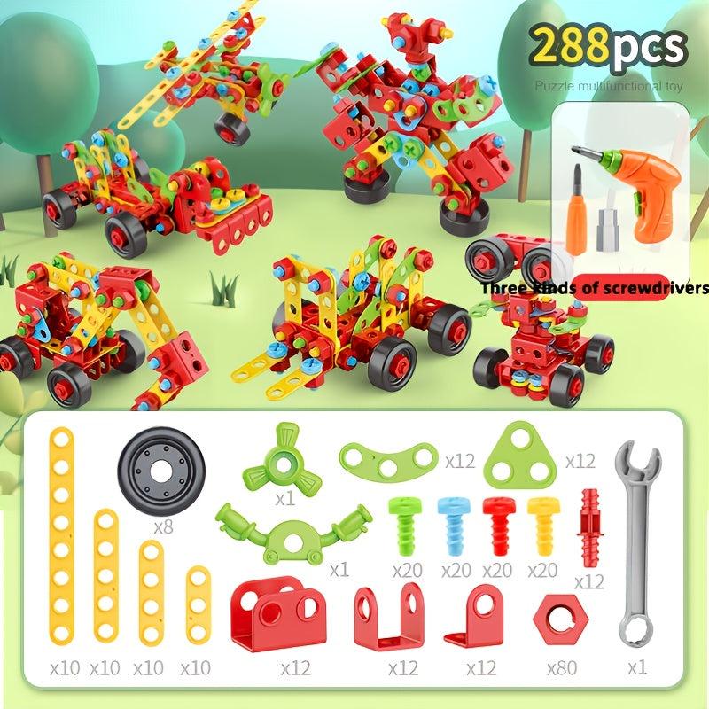 288Pcs Drill Puzzles Building Toys for Kids Ages 3-8 - STEAM Learning Set