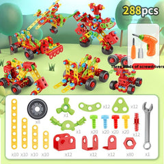 288Pcs Drill Puzzles Building Toys for Kids Ages 3-8 - STEAM Learning Set