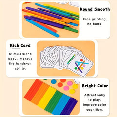 Wooden Rainbow Stick Puzzle Toy for Kids