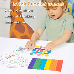 Wooden Rainbow Stick Puzzle Toy for Kids