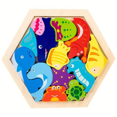 3D Wooden Puzzle Animals Ocean Fruits Dinosaurs Farm Transportation