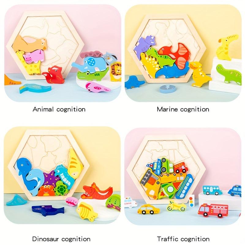 3D Wooden Puzzle Animals Ocean Fruits Dinosaurs Farm Transportation