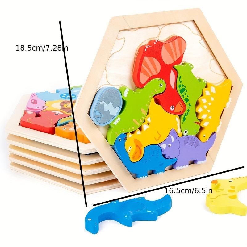 3D Wooden Puzzle Animals Ocean Fruits Dinosaurs Farm Transportation