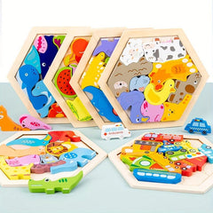 3D Wooden Puzzle Animals Ocean Fruits Dinosaurs Farm Transportation