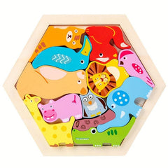 3D Wooden Puzzle Animals Ocean Fruits Dinosaurs Farm Transportation