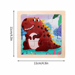9-Piece Cartoon Animal Car Wooden Puzzle for Kids 2-5 Years Old