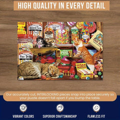 Greedy Cat Wooden Jigsaw Puzzle - Unique Animal Shaped Pieces