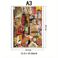 Greedy Cat Wooden Jigsaw Puzzle - Unique Animal Shaped Pieces