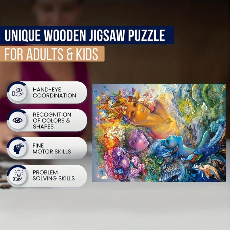 Three Goddesses Wooden Puzzle Adults Irregular Animal Shape Jigsaw