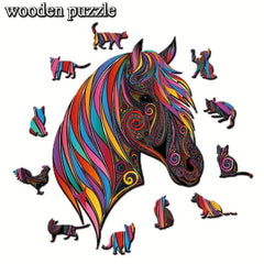 Wooden Jigsaw Puzzles for Adults & Kids - Horse Puzzle in Gift Package