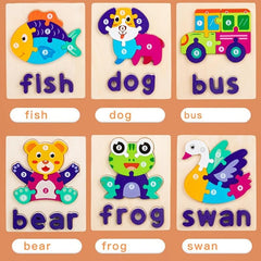 Wooden Animals Jigsaw Puzzles for Toddlers 3 4 5 Years Old Montessori Educationa