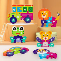 Wooden Animals Jigsaw Puzzles for Toddlers 3 4 5 Years Old Montessori Educationa