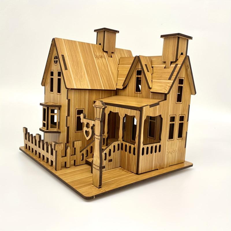 DIY Wooden Small House Puzzle Creativ...