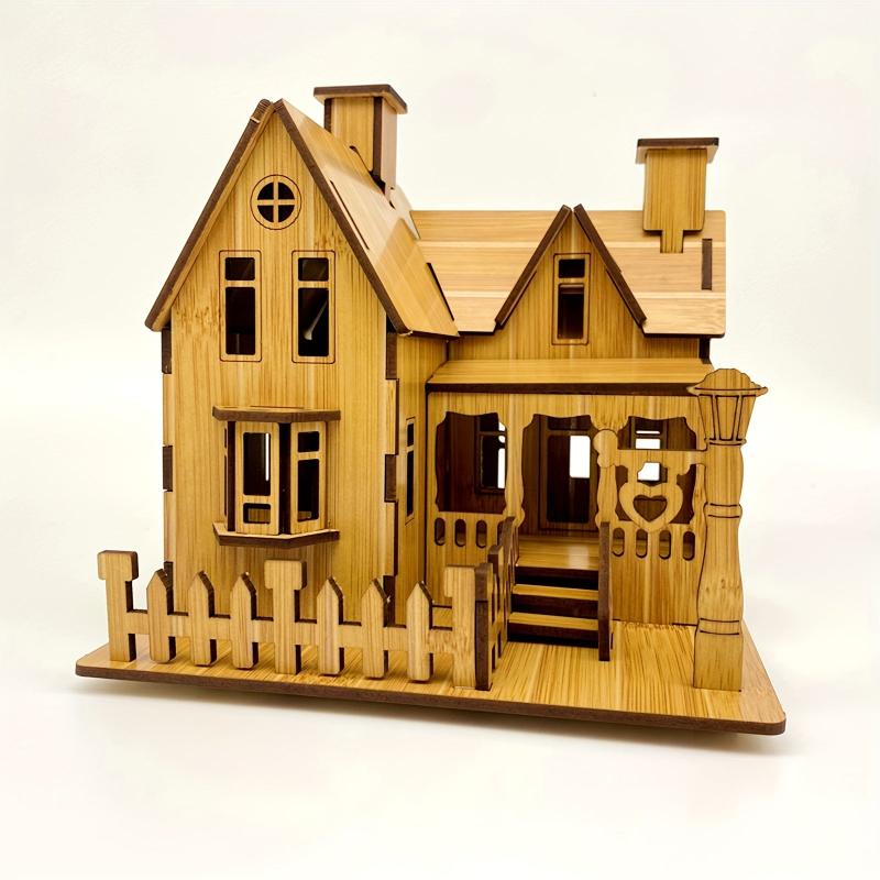 DIY Wooden Small House Puzzle Creativ...