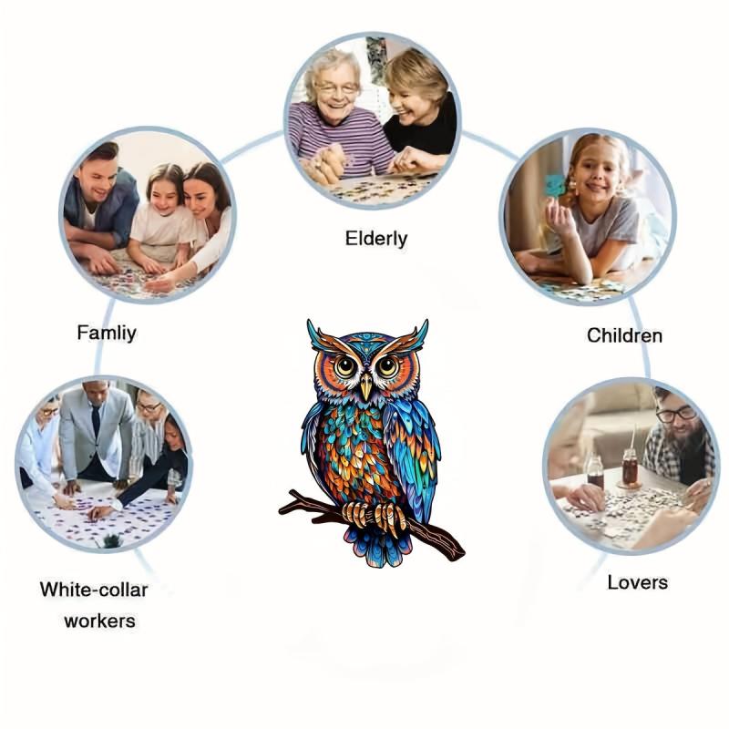 Owl Wooden Puzzle Decompressing Toy Home Decoration Painting
