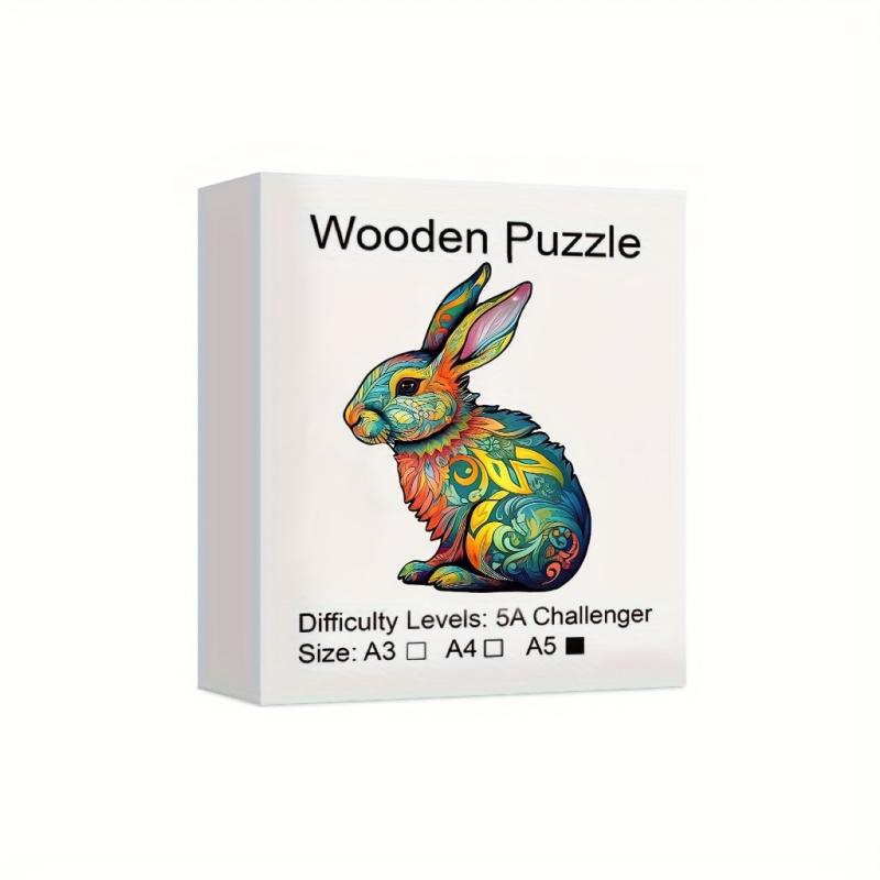 Colorful Rabbit Wooden Puzzle Toys Shape Unique Wooden Jigsaw Puzzles