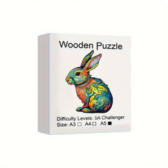 Colorful Rabbit Wooden Puzzle Toys Shape Unique Wooden Jigsaw Puzzles