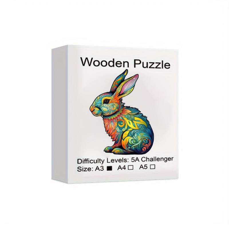 Colorful Rabbit Wooden Puzzle Toys Shape Unique Wooden Jigsaw Puzzles