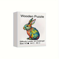 Colorful Rabbit Wooden Puzzle Toys Shape Unique Wooden Jigsaw Puzzles