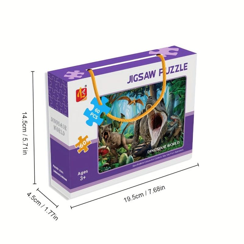 60-Piece Dinosaur Jigsaw Puzzle For Kids - Fun Puzzle For Boys And Girls