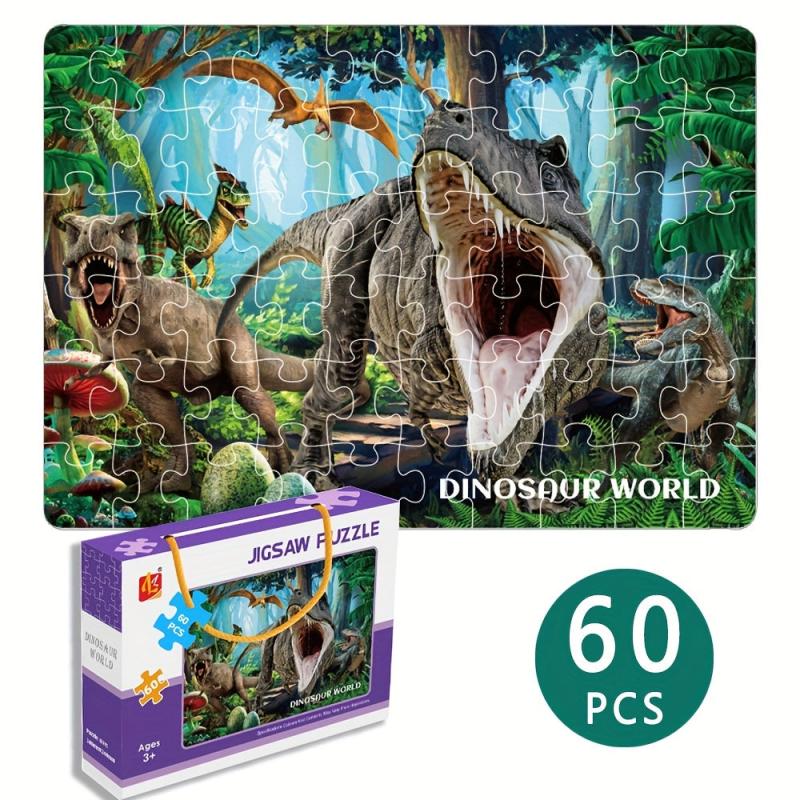 60-Piece Dinosaur Jigsaw Puzzle For Kids - Fun Puzzle For Boys And Girls