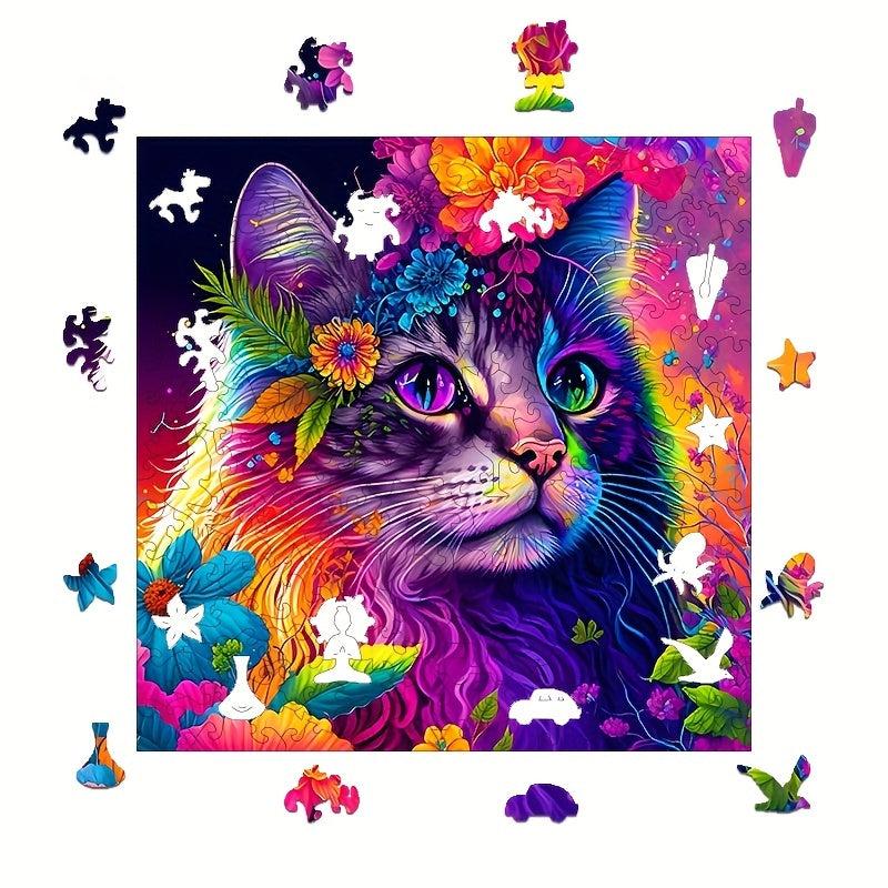 Colorful Cat Bridal Puzzle Special Shaped Animal Jigsaw Puzzle Adult Decompressi