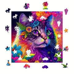 Colorful Cat Bridal Puzzle Special Shaped Animal Jigsaw Puzzle Adult Decompressi