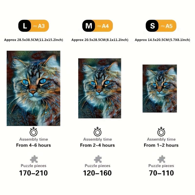 Wooden Cat Puzzle for Adults and Children