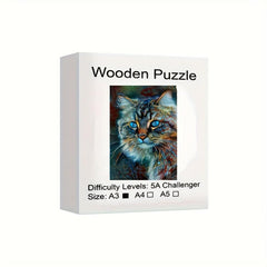 Wooden Cat Puzzle for Adults and Children
