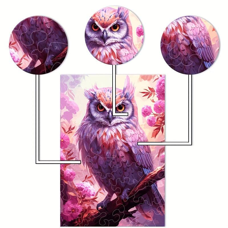 Owl Wooden Jigsaw Puzzle Animal Educational Toy for Adults