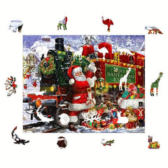 Christmas Train Wooden Puzzle Animal Puzzle Adult Decompression Toy