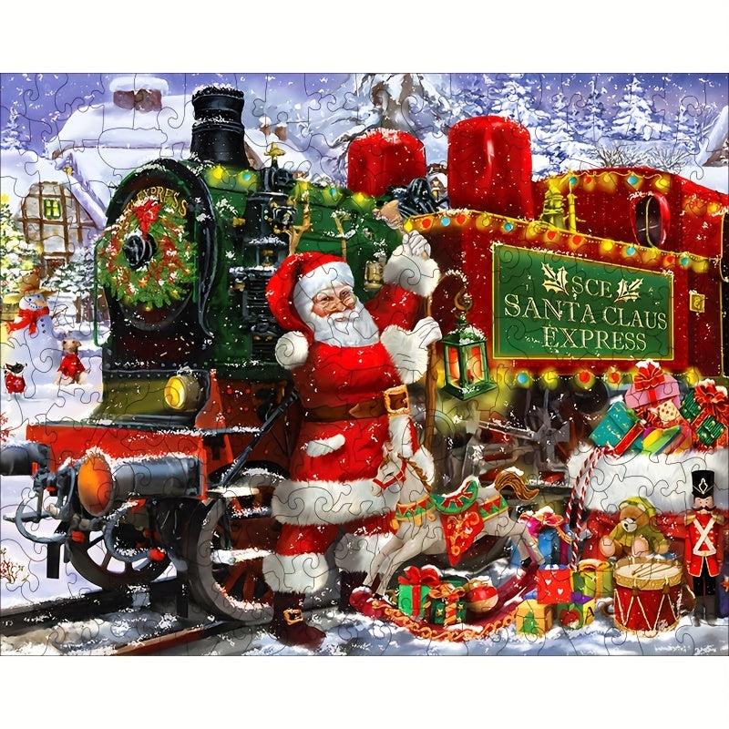 Christmas Train Wooden Puzzle Animal Puzzle Adult Decompression Toy